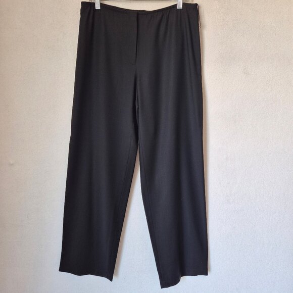 Vintage EILEEN FISHER Wool Blend Straight Dress Pants High Rise Zip Black - Picture 2 of 11